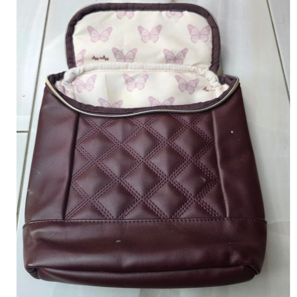 Itzy Ritzy Chill Like a Boss Insulated Bottle Bag‎ Burgundy Quilted Vegan S3